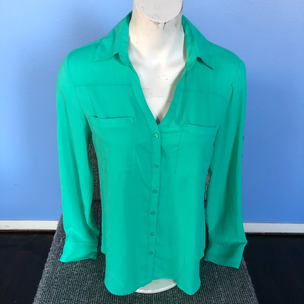 Express Emerald Jade Green Portofino Blouse